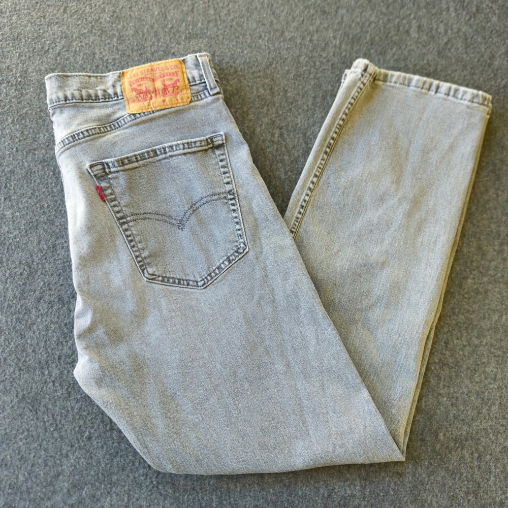 Levis 505 Original Fit Lt Gray Wash Faded Jeans 36x30 Act 36x29 Eclectic Grandpa